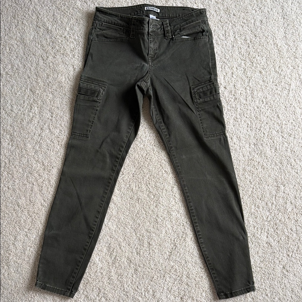 Express Olive Green Cargo Skinny Jeans - Express